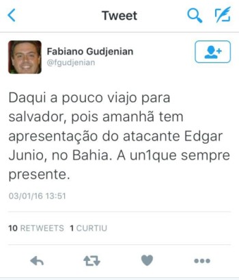 Empres&aacute;rio revela novo atacante no Esquadr&atilde;o