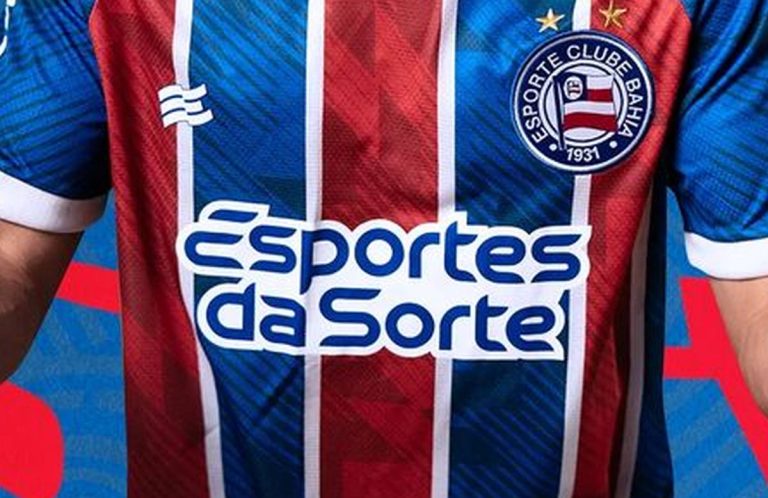 marca da esportes da sorte na camisa do bahia