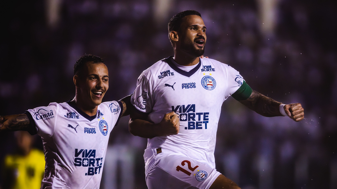 Willian José comemora gol pelo Bahia na final da Copa do Nordeste